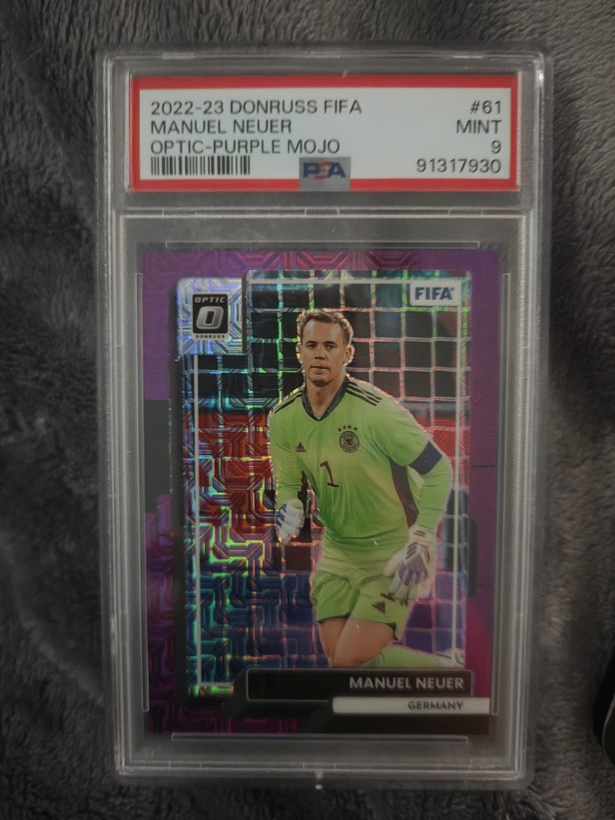 Manuel Neuer 2022-23 Donruss Optic FIFA Purple Mojo /25 PSA 9 - front