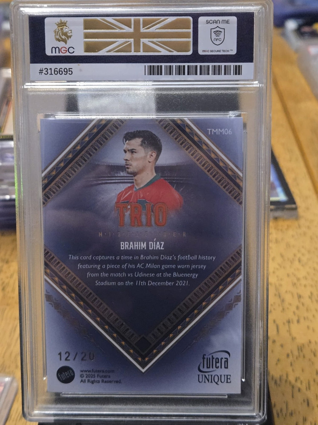 Brahim Díaz Trio Match Worn Memorabilia 12/20 MGC 10 back