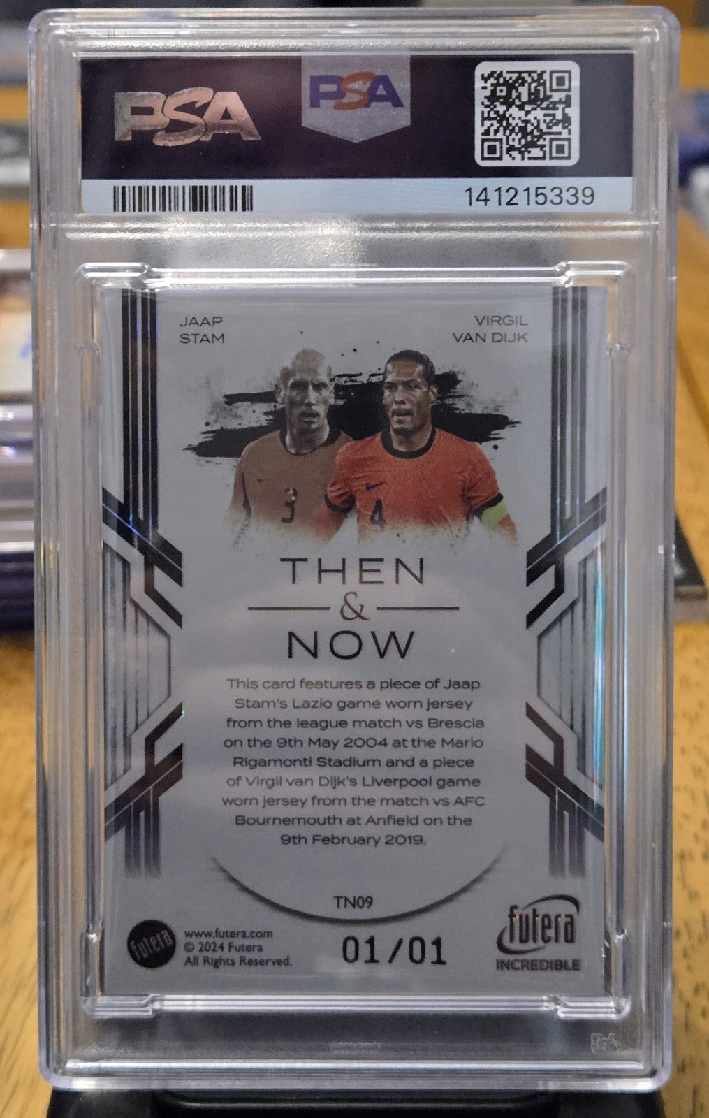2025 Futera Incredible Stam Van Dijk Then & Now 1/1 PSA 8 - back